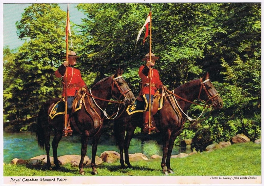 Postcard RCMP Royal Canadian Mounted Police Two Mounties Horseback