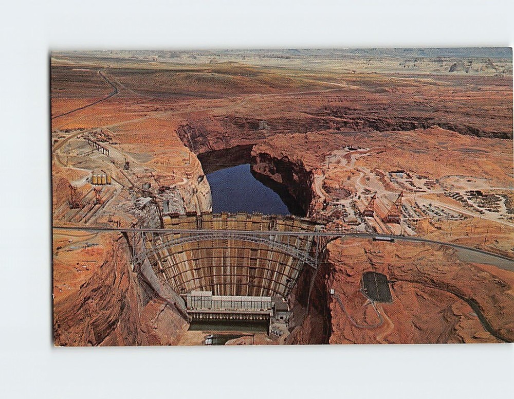 Postcard Aerial View Of  Glen Canyon Dam Colorado River Arizona