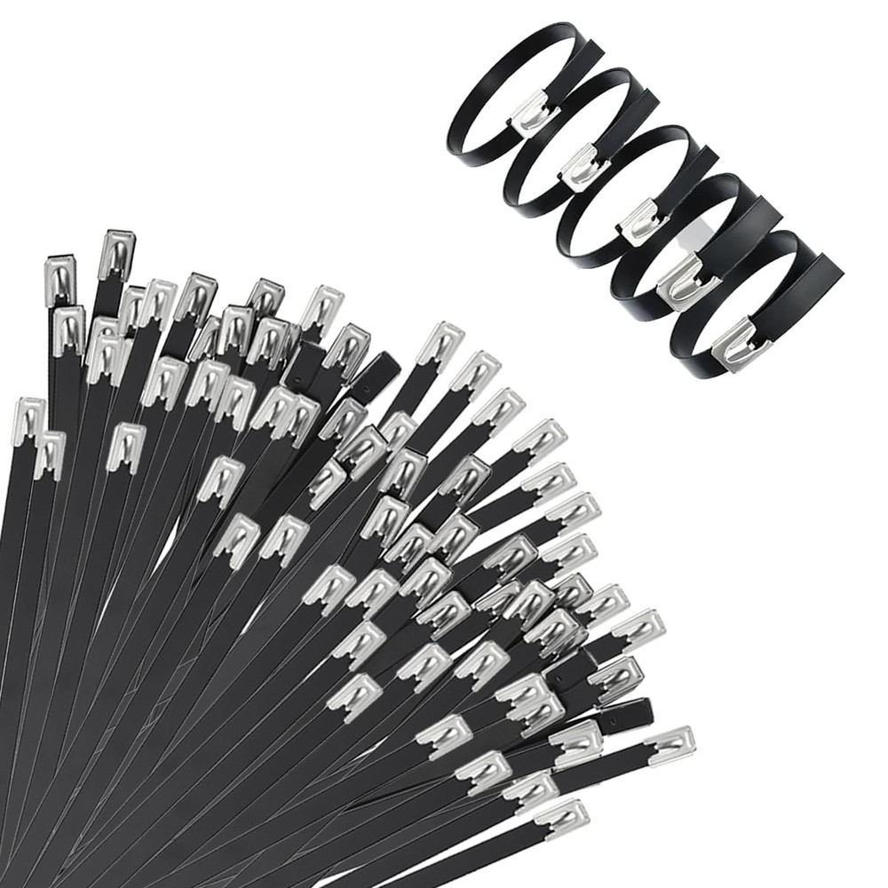 400-Piece Heavy Duty 304 Stainless Steel Self-Locking Metal Zip Ties
