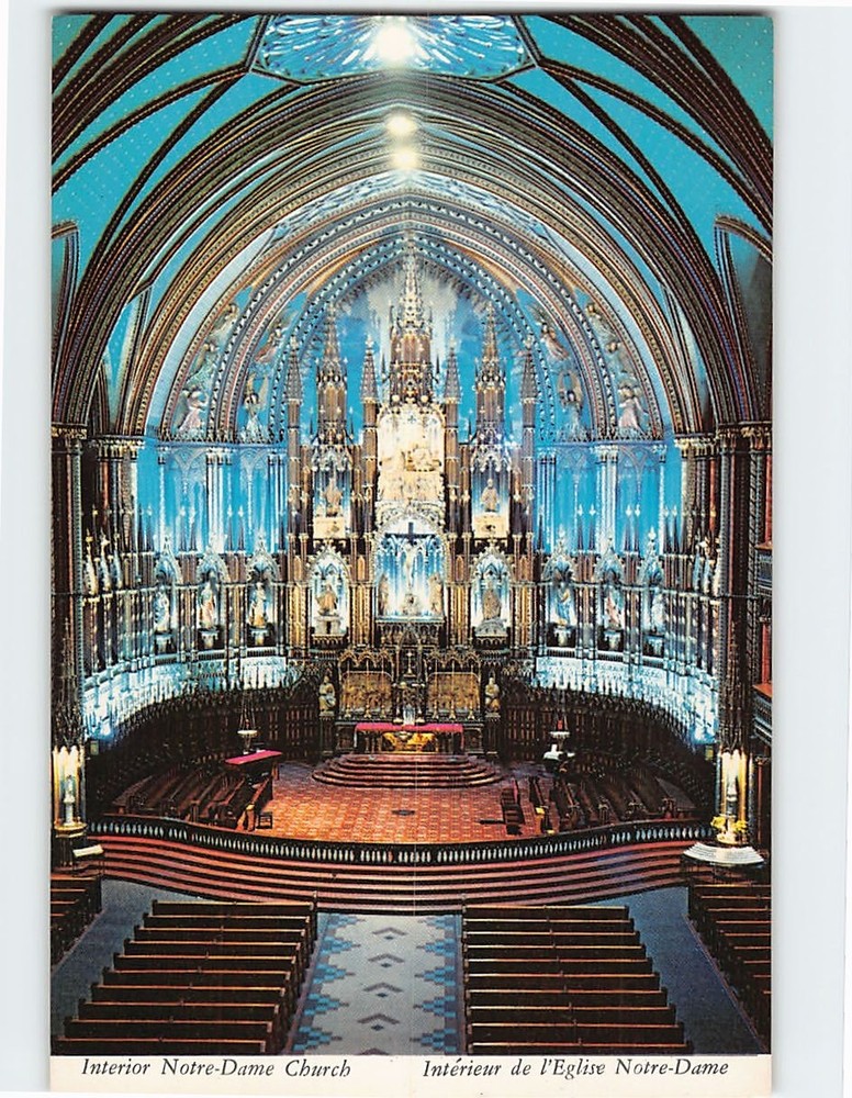 Postcard Interior Notre Dame Church Montreal Canada