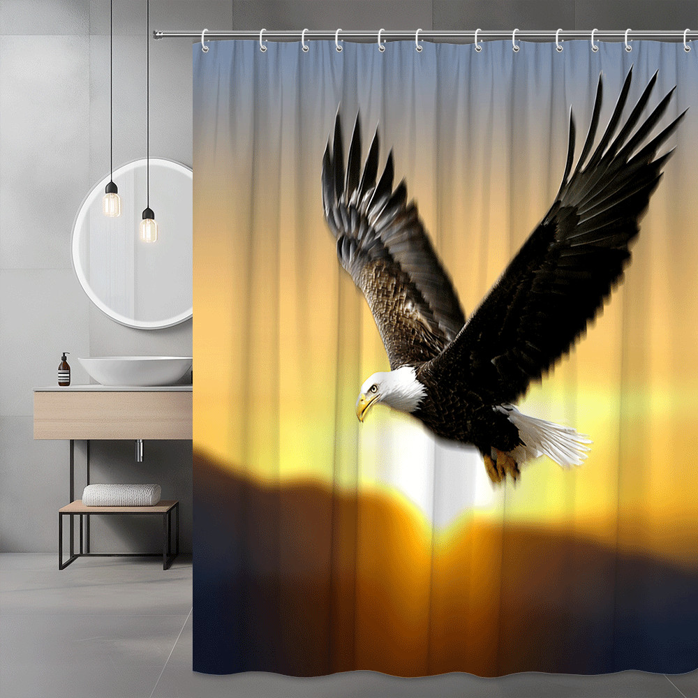 Bald Eagle Sunset Shower Curtain Wildlife Bird Print