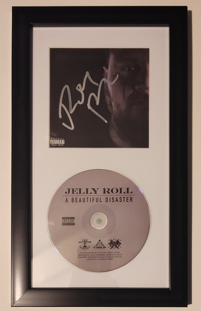 Jelly Roll A Beautiful Disaster Signed CD Exclusive/Strange Music/Studio framed