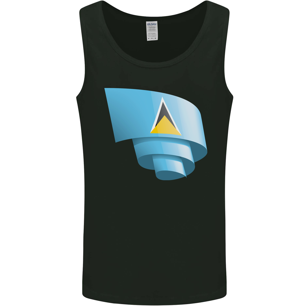 Curled Saint Lucia Flag Lucian Day Football Mens Vest Tank Top