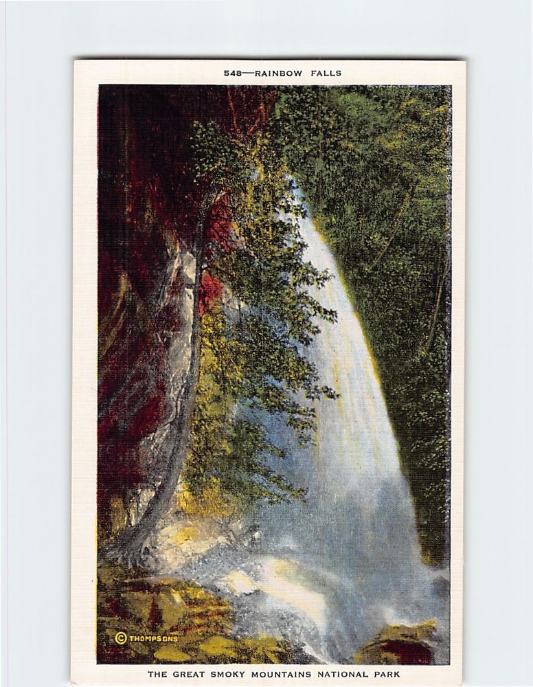 Postcard Rainbow Falls The Great Smoky Mountains National Park Tennessee USA