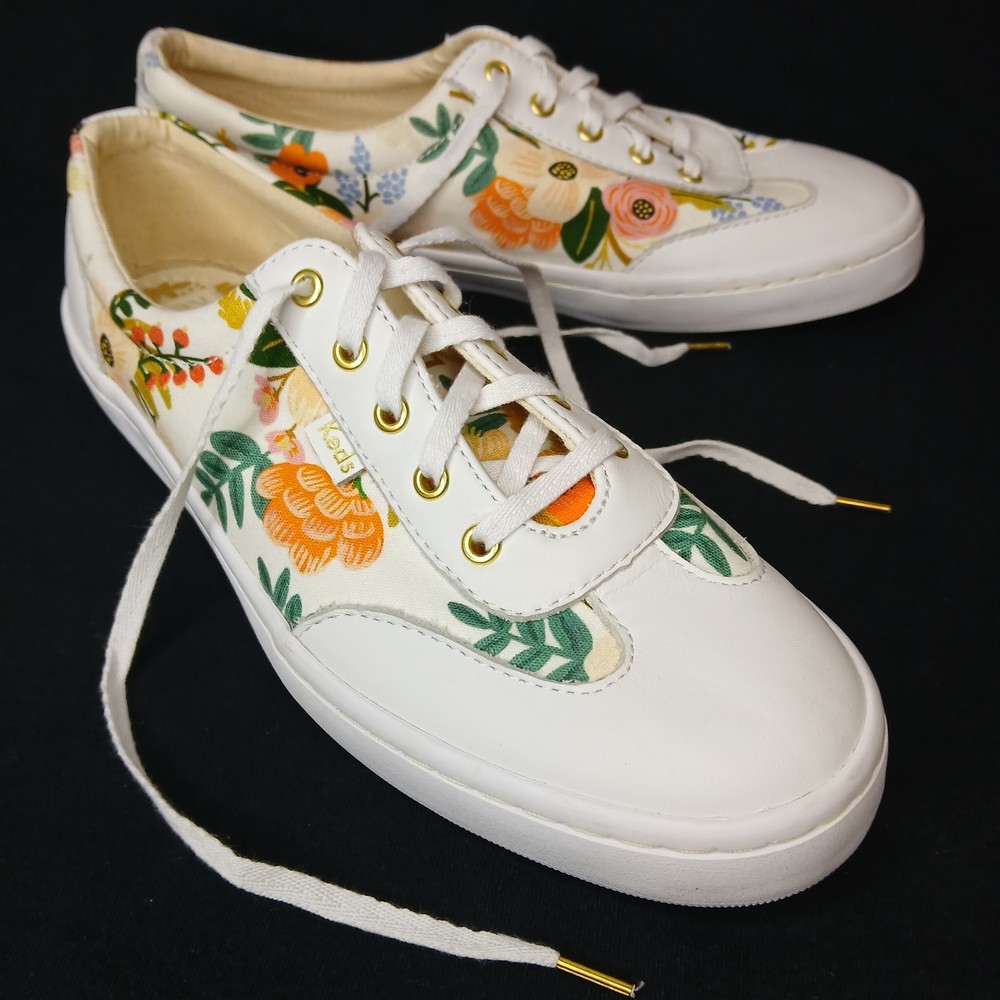 Keds Rifle Paper Co. Women's Canvas Leather Shoes Floral Print Size 9.5