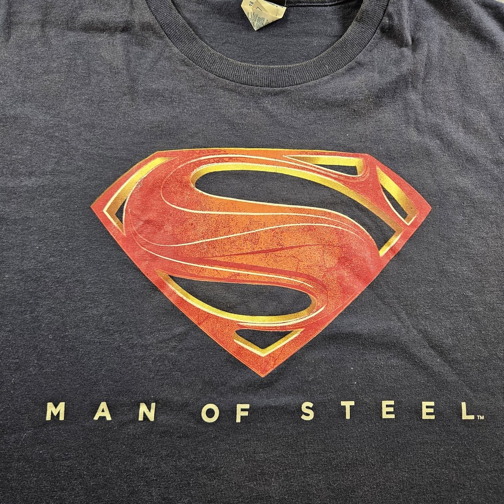 Superman Man of Steel Shirt Mens XL Blue DC Comics Movie Superhero Tee Graphic