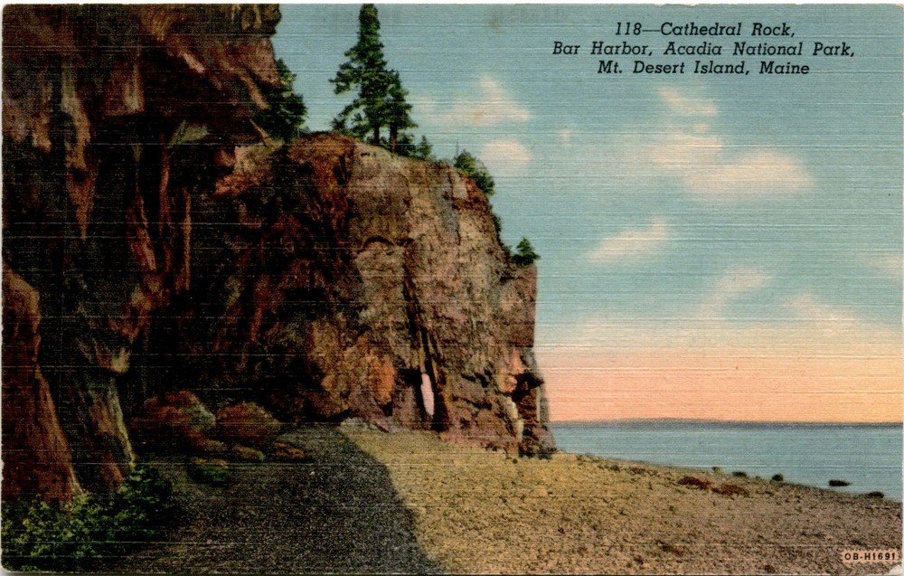 Cathedral Rock, Bar Harbor, Acadia National Park, Mt. Desert Island, Postcard