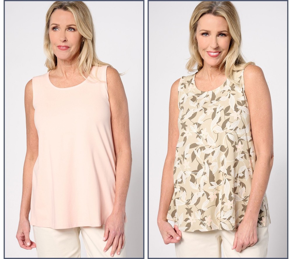 Denim & Co. Women's Top Plus Sz 4X Essentials PrintedSolid Jersey Pink A398744