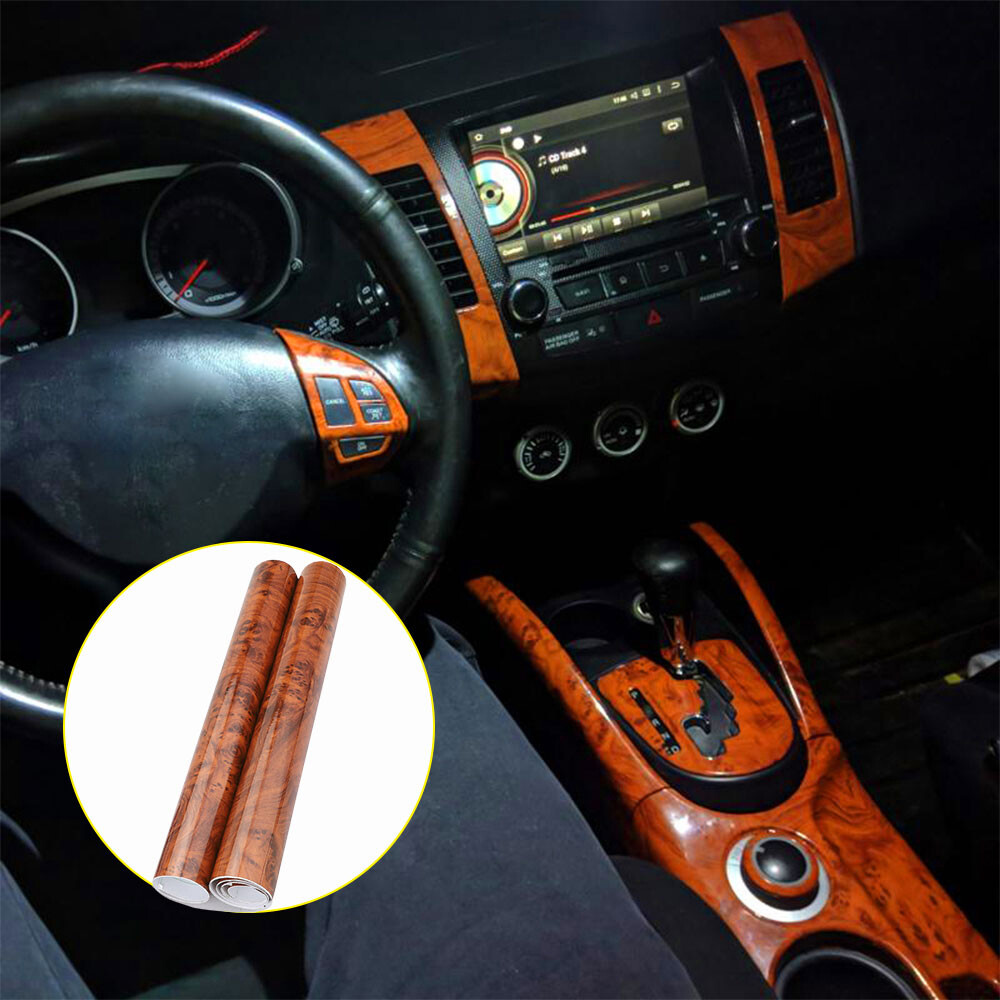 2set 100CM Car Grain Wood Interior Textured Vinyl Sticker Wrap Decal Sheet Film