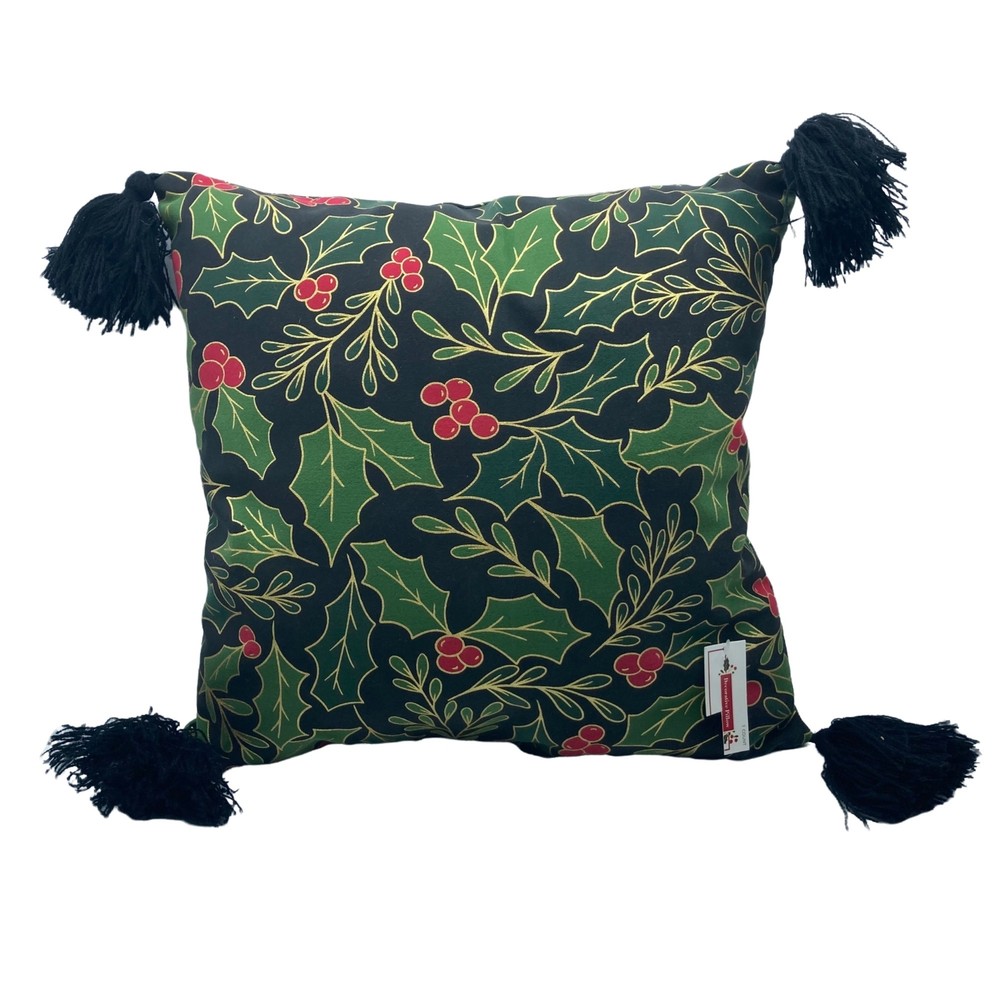 Christmas Holly Decorative Accent Throw Pillow NWT 14