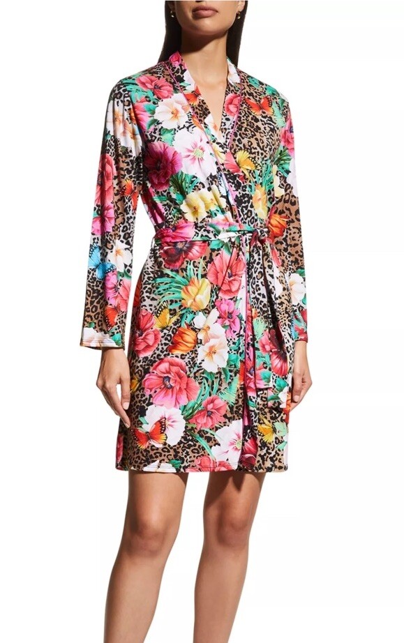 $170 JOHNNY WAS Size-S Sandra Sleep Robe Leopard