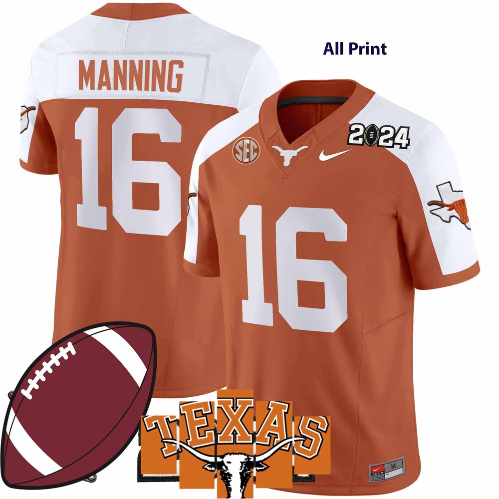 Texas Longhorns Arch Manning #16 Replica Football Jersey – Custom Prints Available