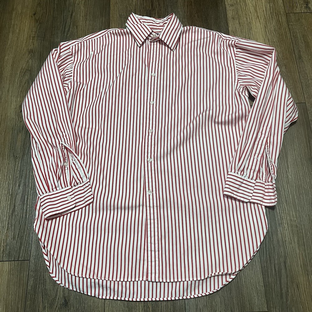 Polo Ralph Lauren Striped Button Up Shirt Womens 10 Red White Cotton Long Sleeve