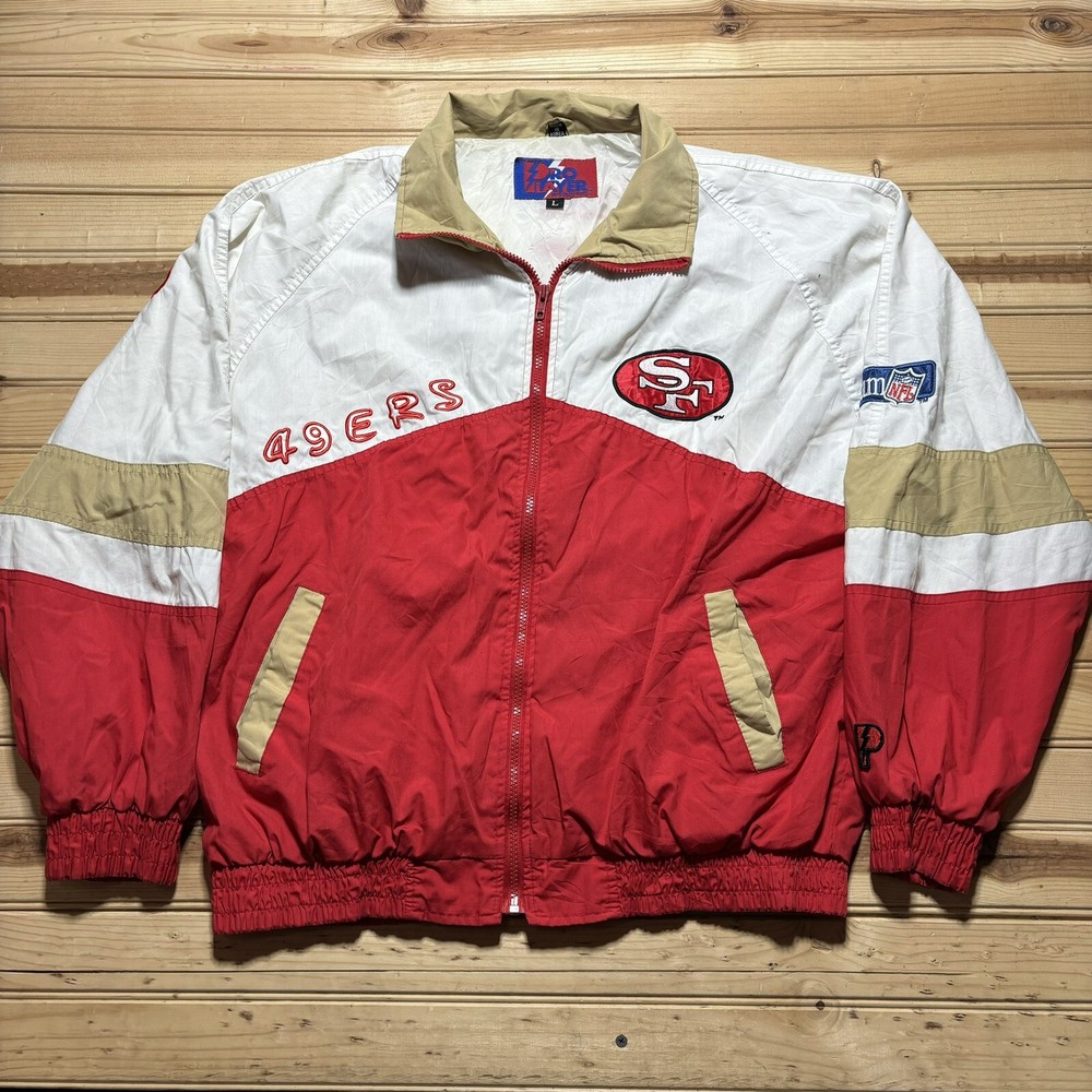 Vintage 90s Pro Line San Francisco 49ers Full Zip Huge Spellout Jacket Size L