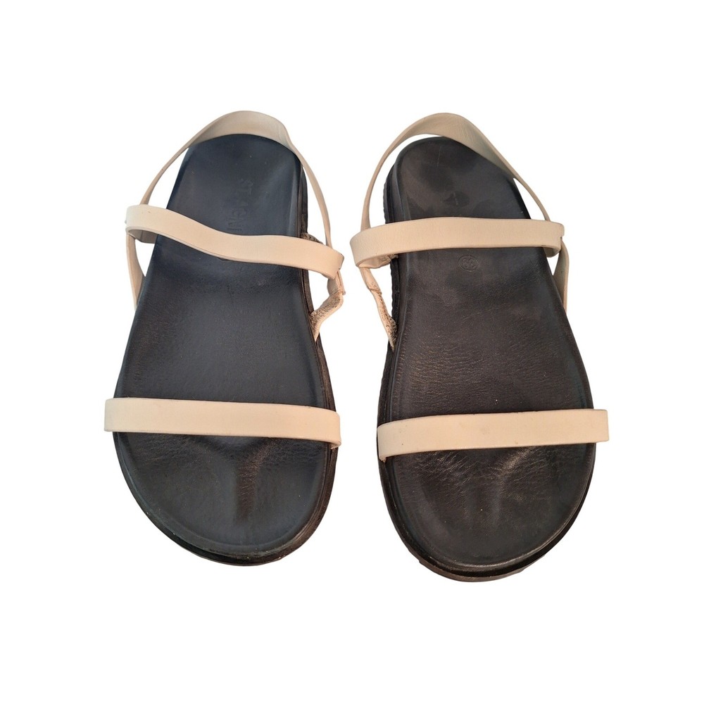 St. Agni Black Cream Sandals Minimal 8.5/ 39 Strappy