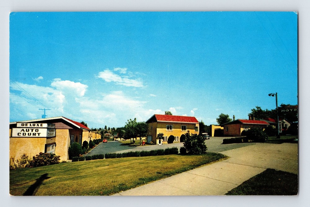 Vintage Deluxe Motel Vancouver BC Auto Court Lithograph Postcard