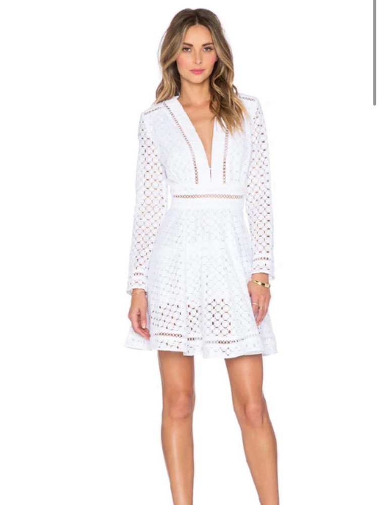 Zimmermann Dress Size 1 AU 10 US 6 Zephyr Broderie Eyelet Long Sleeve White