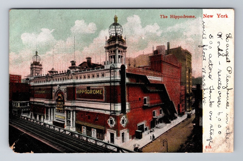 New York City NY, The Hippodrome, Antique, Vintage Souvenir Postcard