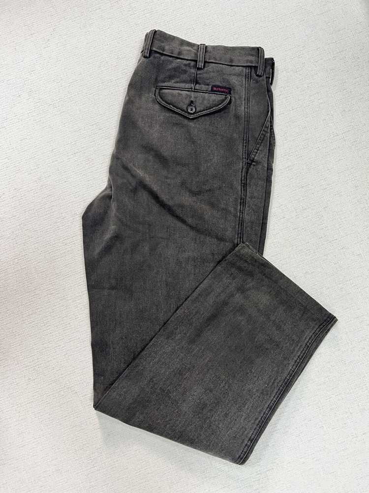 Burberry’s Vintage Black Gray Denim Pants Men’s Size IT 52 Made in Italy Cotton