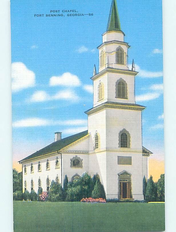 Unused Linen CHURCH SCENE Fort Benning - Columbus Georgia GA m/09 A7985
