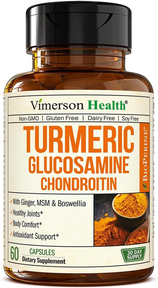 Turmeric & Glucosamine Chondroitin Joint Support Supplement for Women and Men. w