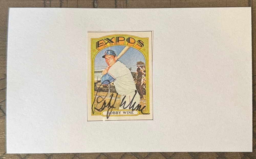 Bobby Wine Signed 3X5 Index Card Mlb Philadelphia Phillies Expos Auto Autograph