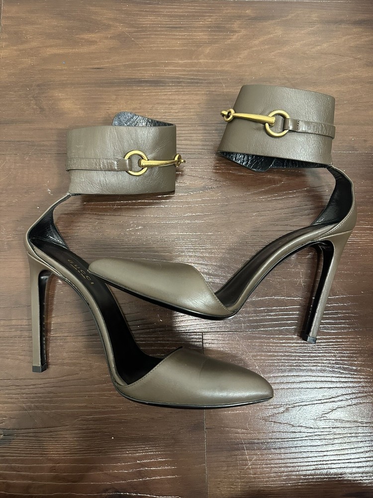 Gucci Ursula Horsebit Patent Leather Stiletto Sandals Size 37