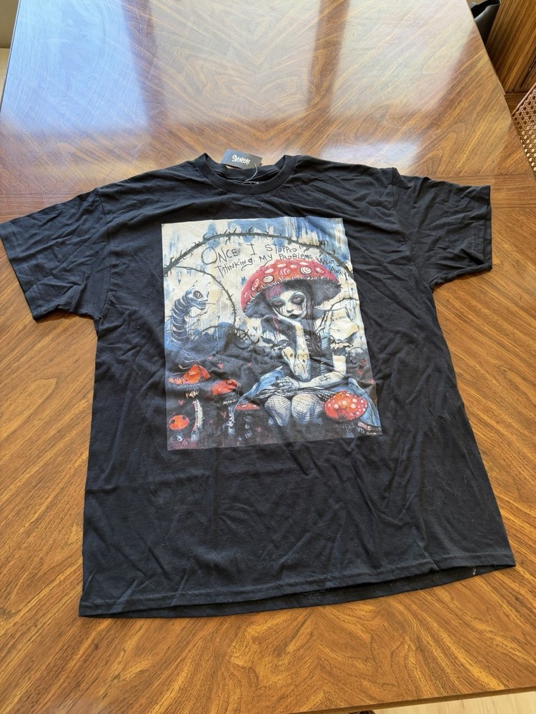 Spencers Men's Black Gothic Graphic Print Crew Neck T-Shirt, Cotton Jersey XL