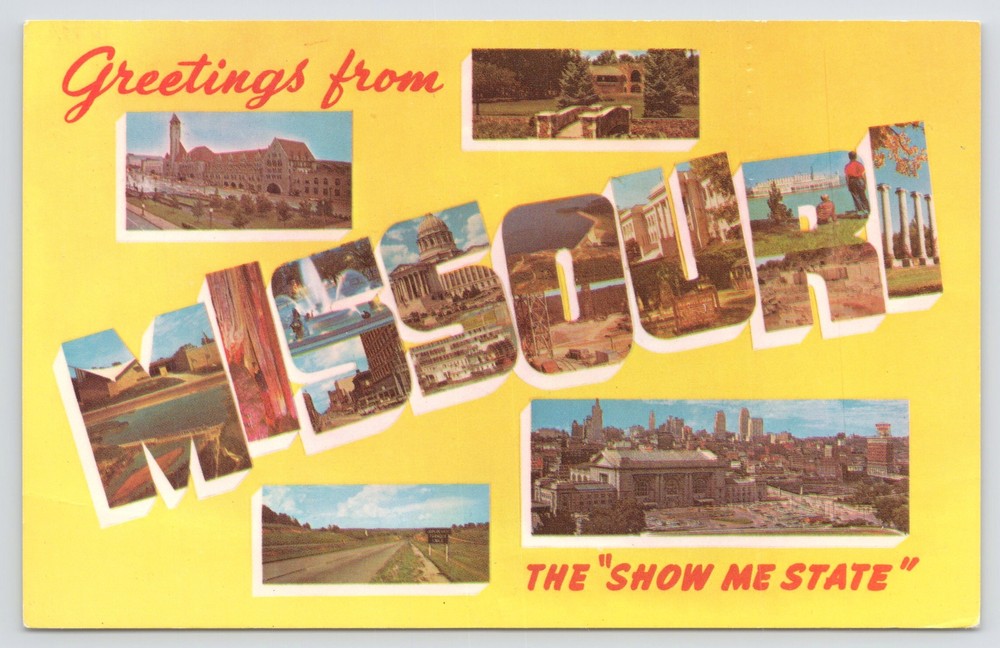 Large Letter Missouri Greetings~Views In Letters~Info On Back~Vintage Postcard