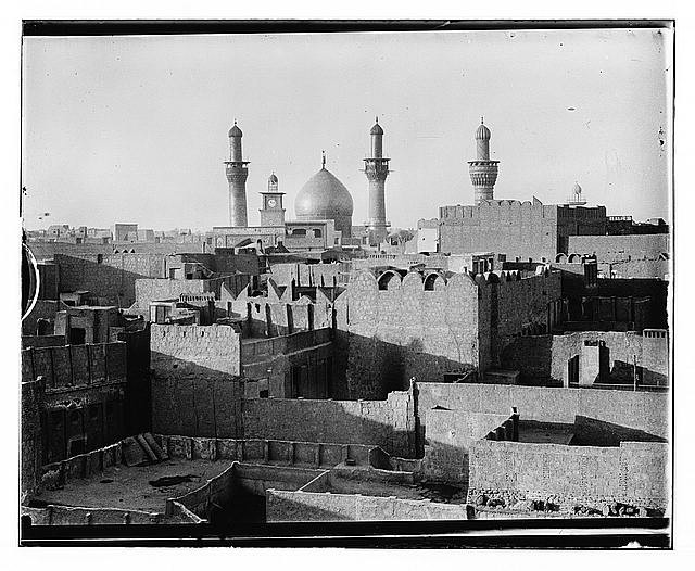 Photo:Karbala Iraq 1932 mosque general view minarets dome cityscape