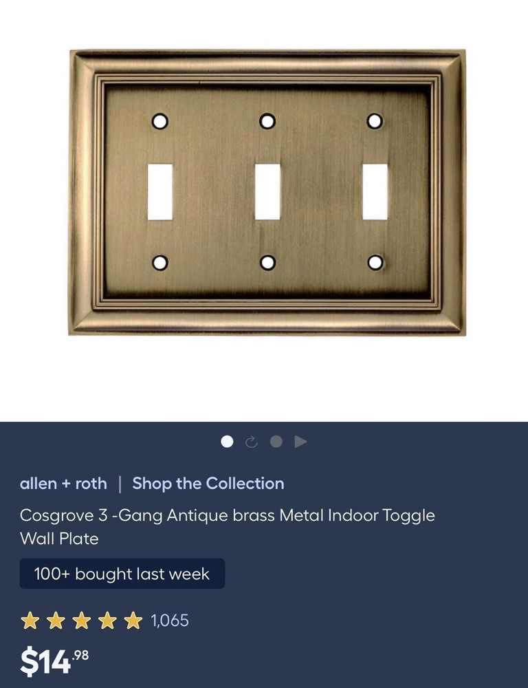 Allen & Roth Cosgrove 3 Gang Antique Bronze Wall Plate