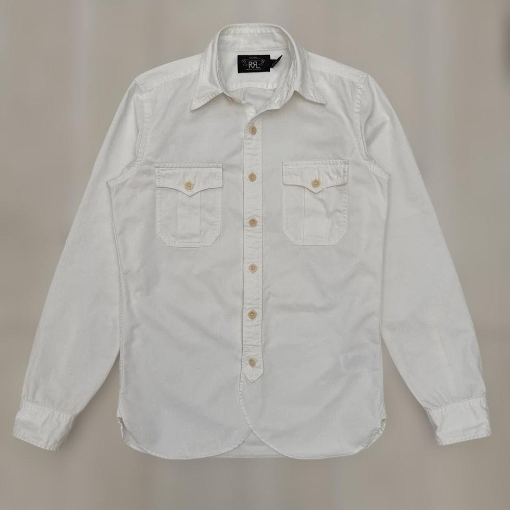 RRL Ralph Lauren Western Shirt XS Long Sleeve White Denim Button Down Vintage