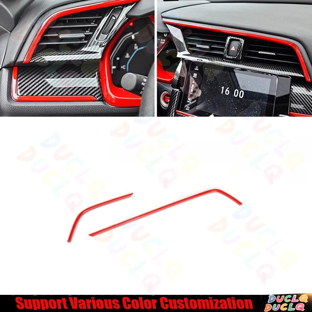 For Honda Civic 2016-2021 Bright Red Car Middle Console Air Outlet Vent Frame 2x