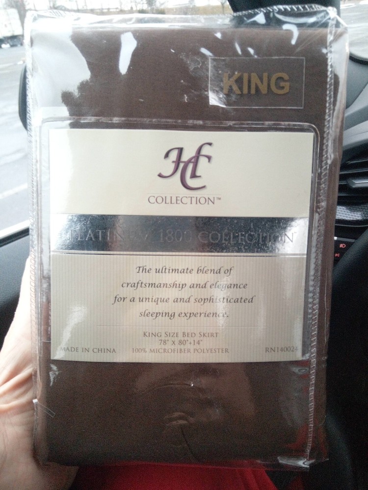 HC Collection Platinum 1800 Collection KING Bed Skirt -Brn-Microfiber Polyester