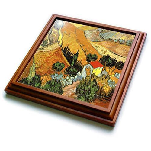 3dRose Van Gogh Landscape 8x8 Trivet with 6x6 ceramic tile
