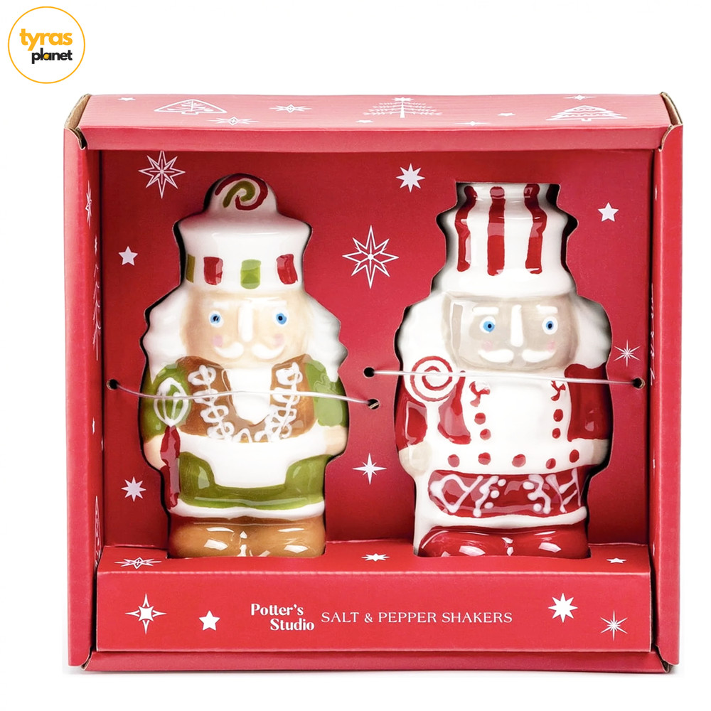 Christmas Nutcracker Hand Painted Ceramic Salt & Pepper Shakers - New
