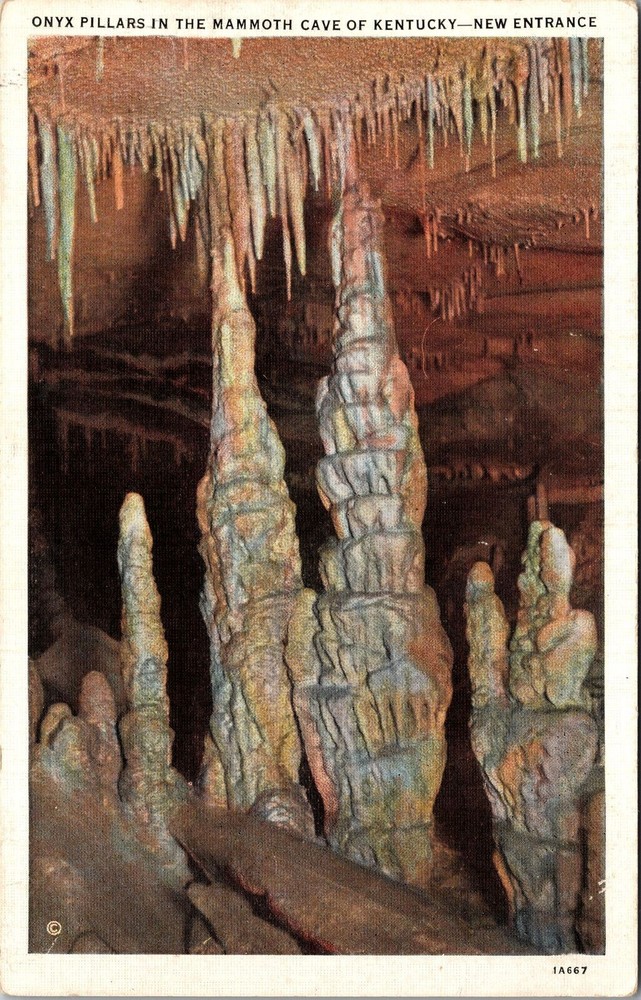 KY-Kentucky, Onyx Pillars in the Mammoth Cave, Vintage Postcard