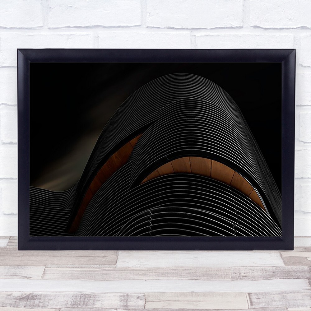 Abstract Lines Architecture Grey Structure Modern Dark Low Wall Art Print