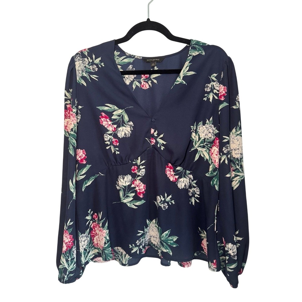 Banana Republic Floral Blouse – Size XL – No Stretch – Elegant & Lightweight
