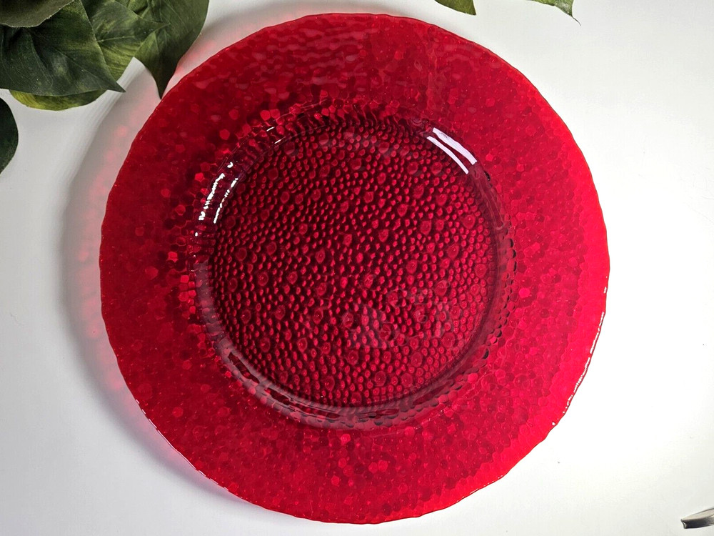 Vintage Ruby Red Textured Charger Torte Plate 12.5