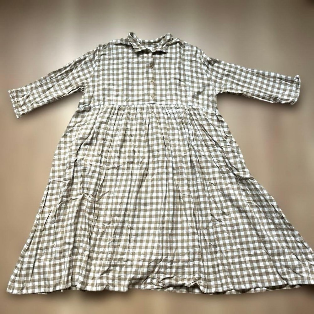 Veritecoeur Long Gathered Dress Lightweight Plaid New Condition Worn 2-3 Times