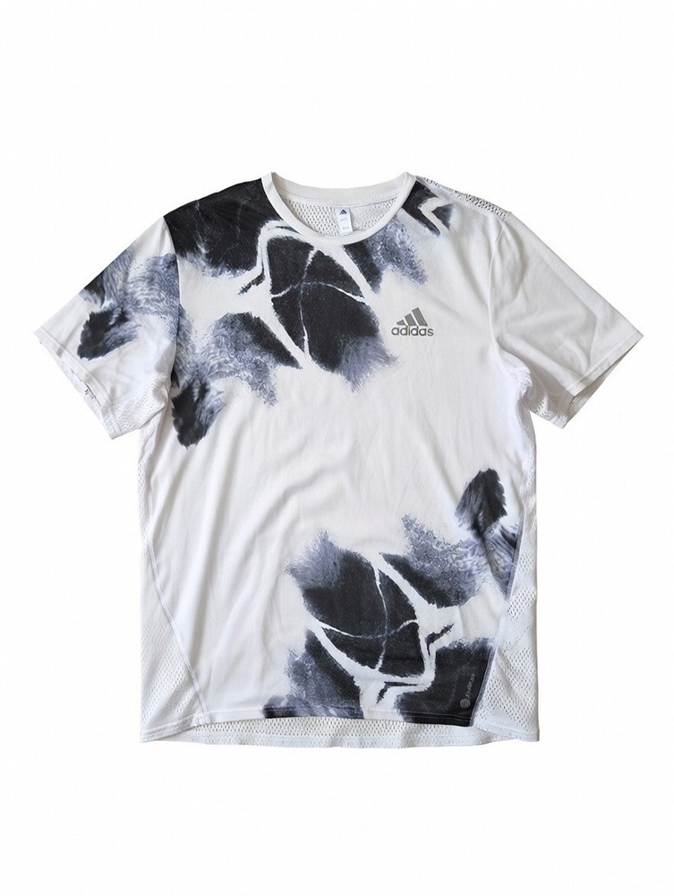 adidas AEROREADY Men's Abstract Jersey T-Shirt White Black Crew Neck Size M