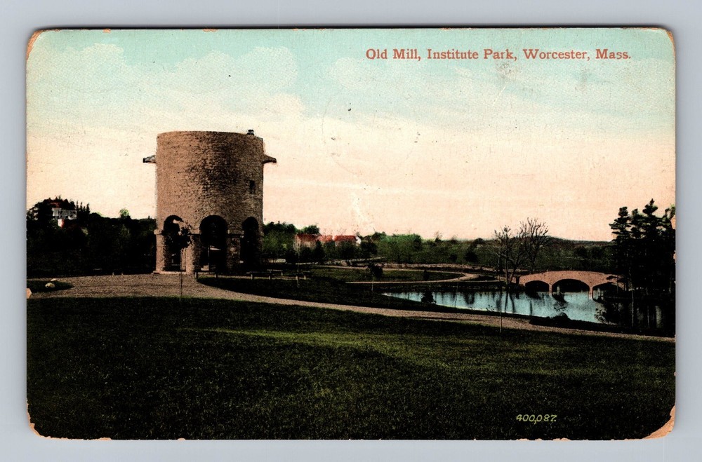 Worcester MA-Massachusetts Mill Institute Park Vintage c1909 Postcard