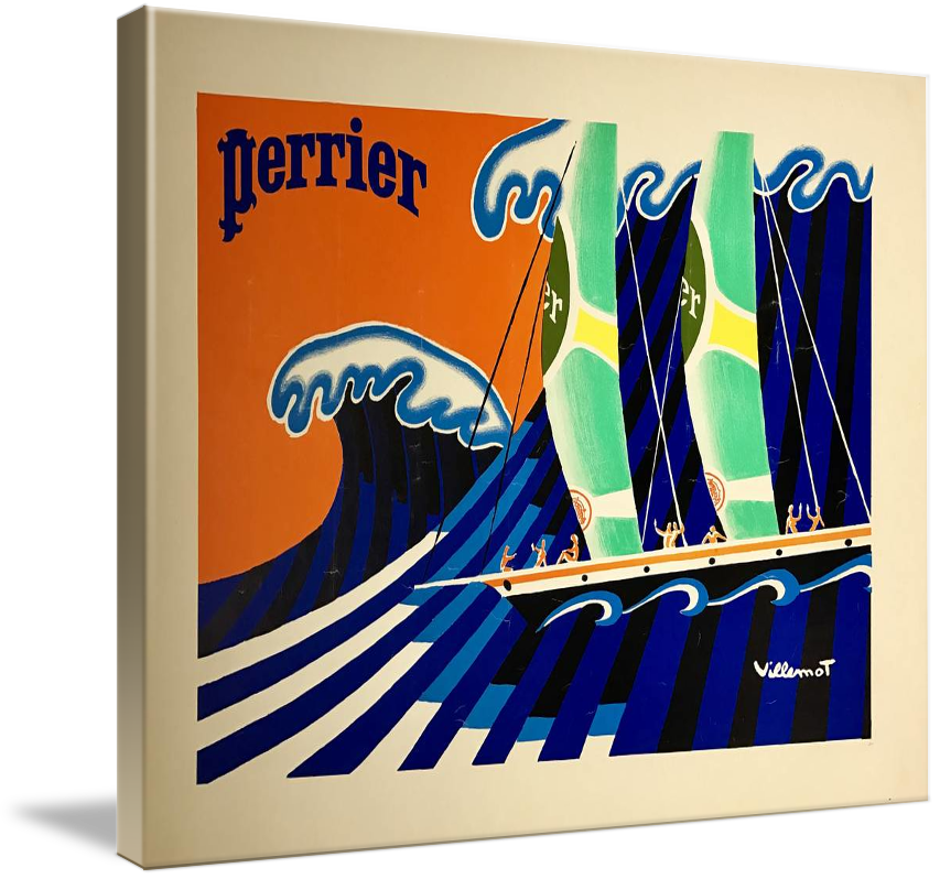Canvas Art - Perrier Vagues Villemot Vintage Advertisement,