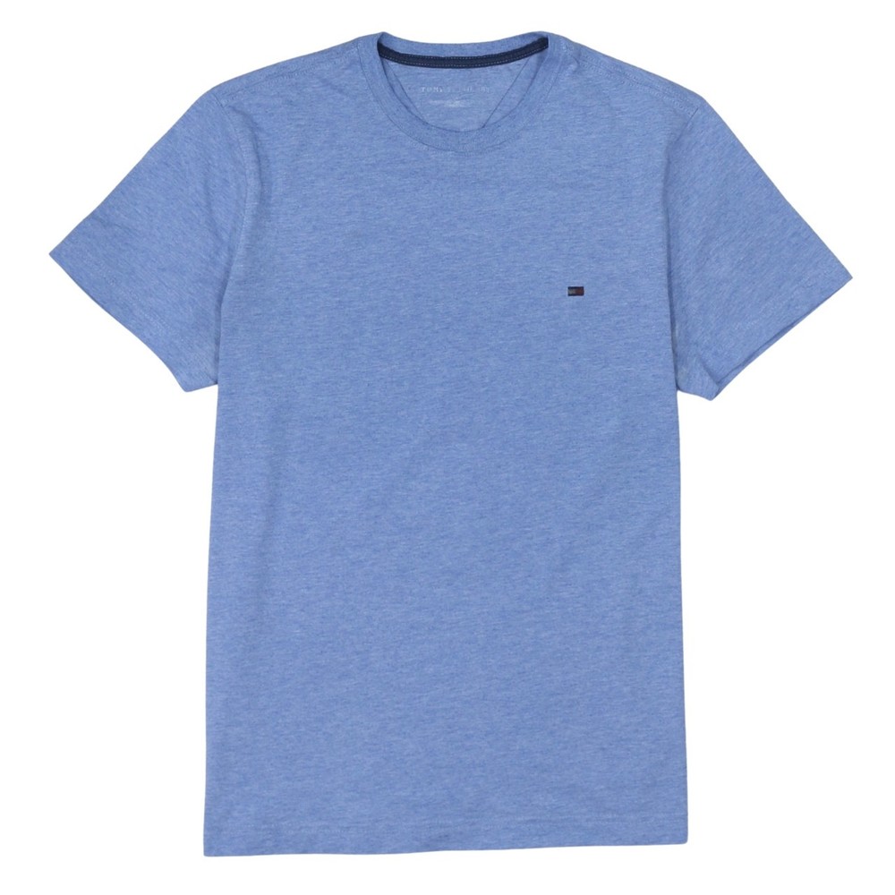 Tommy Hilfiger Mens T Shirt Light Blue Cotton Blend Embroidered Flag Logo S