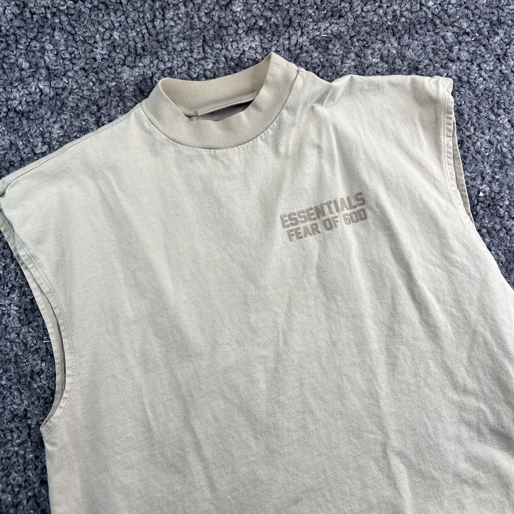 Fear Of God Essentials Turtleneck Sleeveless Muscle Tee Shirt SZ 12 Beige GUC