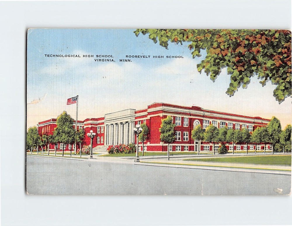 Postcard Technological High School Roosevelt High School Virginia Minnesota USA
