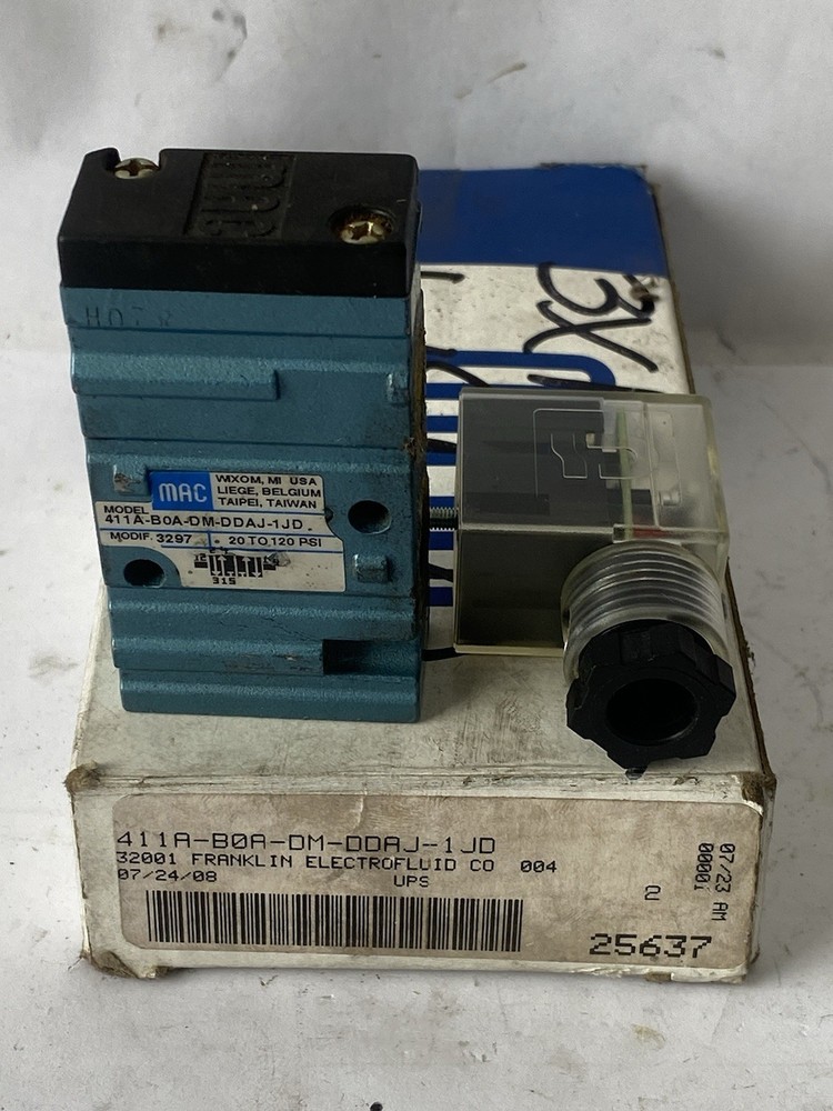 Mac 411A-B0A-Dm-Ddaj-1Jd, Solenoid Valve, 4-Way 2-Position, 1/4 Inch Npt Po