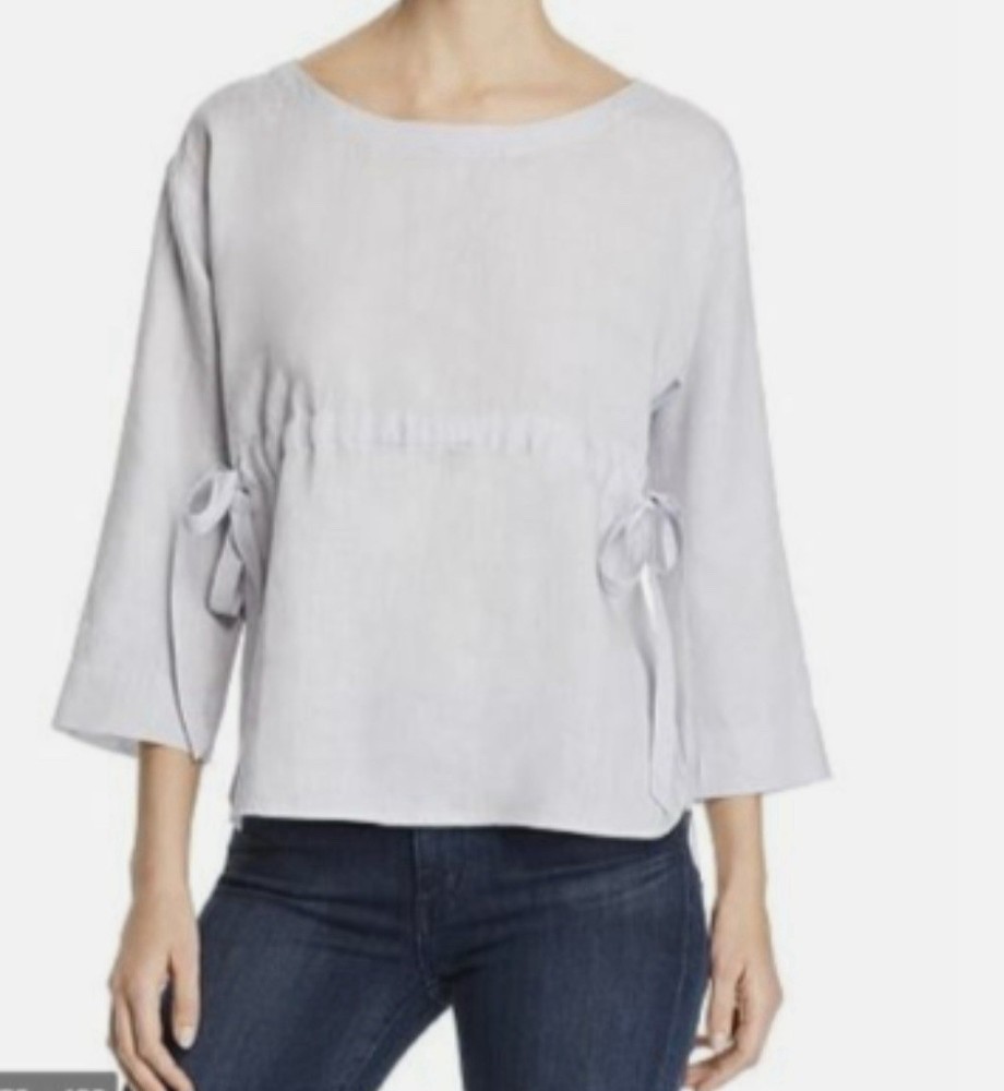 Eileen Fisher Petite Org Linen Side-Tie Top Tunic Size PL