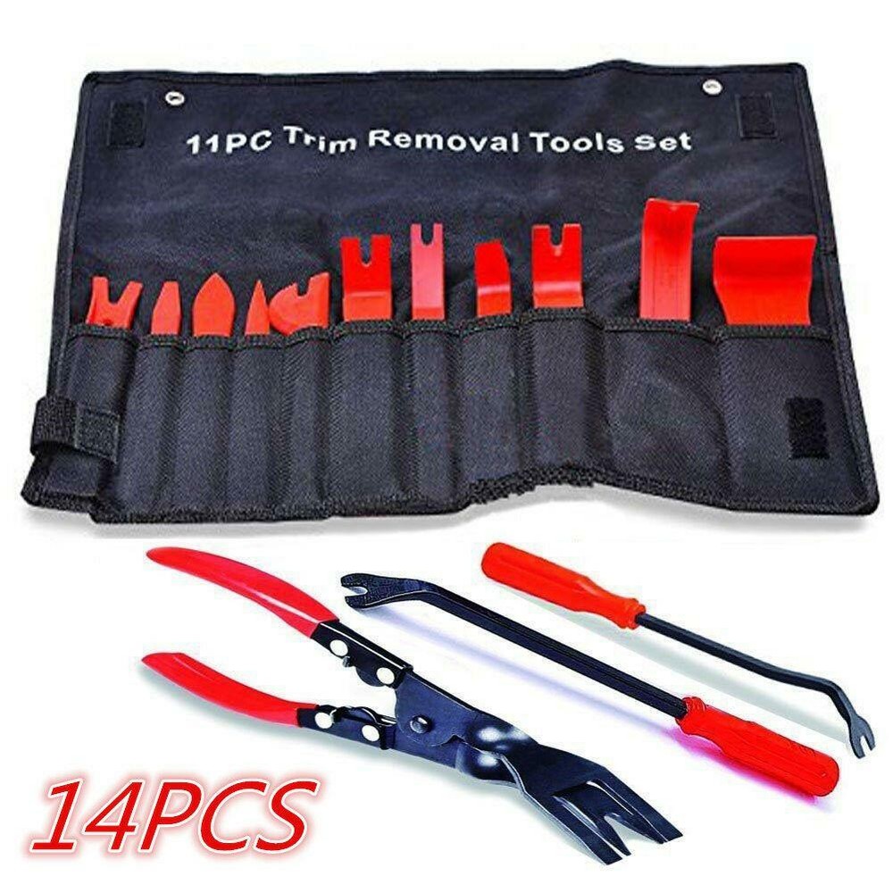 Car Door Dash Panel Trim Tools Nylon Metal Molding Pry Bar Open Remover 14pcs